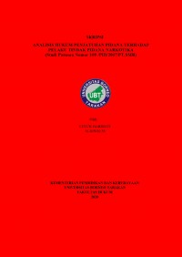 Analisis Hukum Penjatuhan Pidana Terhadap Pelaku Tindak Pidana Narkotika (Studi Putusan 109 /PID/2017/PT.SMR)