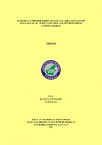 Kemampuan Berpikir Kritis Matematis Aspek Explanation Siswa Kelas VIII Akhwat SMP Muhammadiyah Boarding School Tarakan