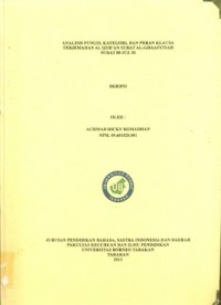 Analisis Fungsi, Kategori, dan Peran Klausa Terjemahan Al Qur’an Surat Al-Ghaasyiyah Surat 88 Juz 30
