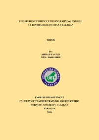 The Students’ Difficulties In Learning English At Tenth Grade In SMAN 3 Tarakan