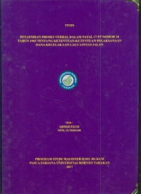 Penafsiran Proses Verbal Dalam Pasal 17 PP Nomor 18 Tahun 1965 Tentang Ketentuan-Ketentuan Pelaksanaan Dana Kecelakaan Lalu Lintas Jalan