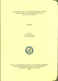 Gaya Bahasa Pada Tulisan Pojok Si Kumpaou Edisi Oktober 2015 Dalam SKH Radar Tarakan (Kajian Stilistika)