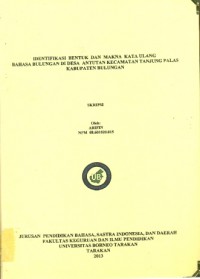 Identifikasi Bentuk dan Makna Kata Ulang Bahasa Bulungan Di Desa  Antutan Kecamatan Tanjung Palas Kabupaten Bulungan