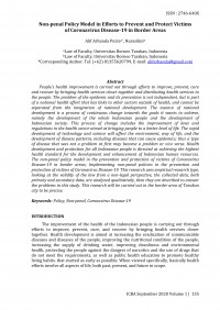 Non-Penal Policy Model in Efforts to Prevent and Protect Victims of Coronavirus Disease-19 in Border Areas