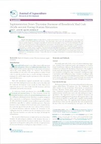 Suplementation Doses Thyroxine Hormone of Broodstock Mud Crab (Scylla Serrata) During Ovarian Maturation
