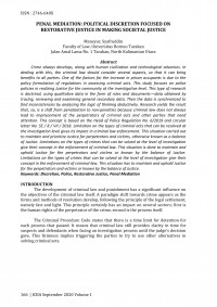 Penal Mediation: Political Discretion Focused on Restorative Justice in Making Societal Justice
