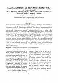 The Use Of Learning Cell Strategy To Improve Students’ Writing Skill On Recount Text For Eight Grade Students of SMP Negeri 5 Tarakan
