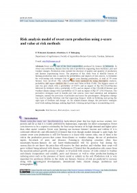 Risk Analysis Model Of Sweet Corn Production Using Z-Score And Value At Risk Methods