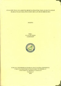 Analisis Wacana Kritis Berita Politik Pada Surat Kabar Harian Kaltara Pos Edisi Bulan Desember 2016