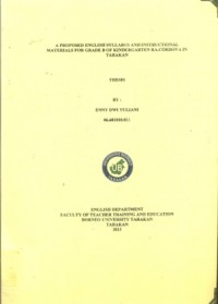 A Proposed English Syllabus And Instructional Materials For Grade B Of Kindergarten RA. Cordova In Tarakan
