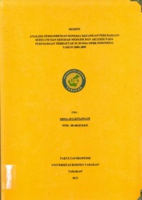 Analisis Perbandingan Kinerja Keuangan Perusahaan Sebelum dan Sesudah Merger dan Akuisisi Pada Perusahaan Terdaftar di Bursa Efek Indonesia Tahun 2008-2009