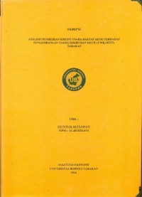 Analisis Pemberian Kredit Usaha Rakyat (KUR) Terhadap Pengembangan Usaha Mikro Dan Kecil (UMK) Kota Tarakan