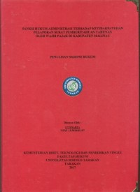 Sanksi Hukum Administrasi Terhadap Ketidakpatuhan Pelaporan Surat Pemberitahuan Tahunan Oleh Wajib Pajak Di Kabupaten Malinau