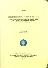 Perbandingan Penerapan Model Pembelajaran Kooperatif Tipe STAD Dan Model Pembelajaran PBI Ditinjau Dari Hasil Belajar Dan Aktivitas Belajar Biologi Siswa Kelas X SMA Muhammadiyah Tarakan