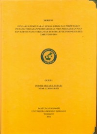 Pengaruh Perputaran Modal Kerja Dan Perputaran Piutang Terhadap Profitabilitas Pada Perusahaan Pulp Dan Kertas Yang Terdaftar Di Bursa Efek Indonesia (BEI) Tahun 2010-2014