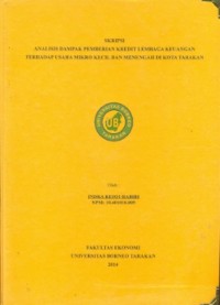 Analisis Dampak Pemberian Kredit  Lembaga Keuangan Terhadap Usaha Mikro Kecil dan Menengah Di Kota Tarakan