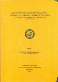 Pengaruh Struktur Modal (DER), Pertumbuhan Perusahaan Dan Profitabilitas (ROE) Terhadap Nilai Perusahaan Pada Perusahaan Property Dan Real Estate Yang Terdaftar Di Bursa Efek Indonesia (BEI) Tahun 2010-2014