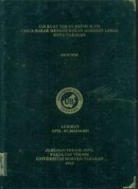 Uji Kuat Tekan Beton K-175 Pasca Bakar Menggunakan Agregat Lokal  Kota Tarakan