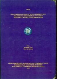 Peran Serta Masyarakat Dalam Pembentukan Peraturan Daerah Tentang Anggaran Pendapatan Dan Belanja Daerah (APBD)