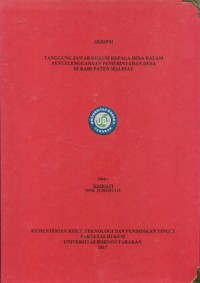 Tanggung Jawab Hukum Kepala Desa Dalam Penyelenggaraan Pemerintahan Desa Di Kabupaten Malinau