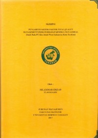 Pengaruh Faktor-Faktor Total Quality Management (TQM) Terhadap Kinerja Manjerial (Studi Pada PT. Idec Abadi Wood Industries Kota Tarakan)