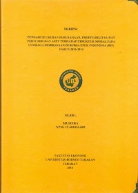 Pengaruh Ukuran Perusahaan, Profitabilitas, Dan Pertumbuhan Aset Terhadap Struktur Modal Pada Lembaga Pembiayaan Di Bursa Efek Indonesia (BEI) Tahun 2010-2014