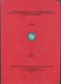 Kedudukan Kepala Desa Dalam Penyelenggaraan Pemerintahan Desa Berdasarkan Undang-Undang Nomor 6 Tahun 2014 Tentang Dedas