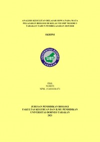 Analisis Kesulitan Belajar Siswa Pada Mata Pelajaran Biologi Di Kelas VII SMP Negeri 3 Tarakan Tahun Pembelajaran 2019/2020