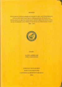 Pengaruh Capital Adequacy Ratio (CAR), Non Performing Financing (NPF) Dan Biaya Operasional Pendapatan Operasional (BOPO) Terhadap Profitabilitas (ROA) Pada Bank Syariah Yang Terdaftar Di Bank Indonesia Tahun 2010-2014