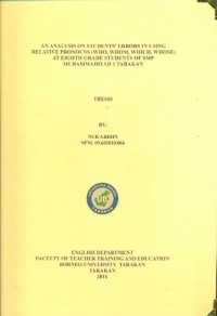 An Analysis On Students’ Errors In Using Relative Pronouns (Who, Whom, Which, Whose) At Eighth Grade Students Of SMP Muhammadiyah 1 Tarakan