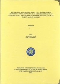 Identifikasi Miskonsepsi Siswa Pada Materi Sistem Ekskresi Manusia Mengunakan Metode Certainty Of Response Index (CRI) Siswa Kelas IX SMP Negeri 5 Tarakan Tahun Ajaran 2018/2019