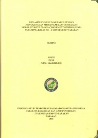 Kemampuan Menyimak Fabel Dengan Menggunakan Media Film Kartun Melalui Model Student Teams Achievement Division (STAD) Pada Siswa Kelas VII – 4 SMP Negeri 9 Tarakan