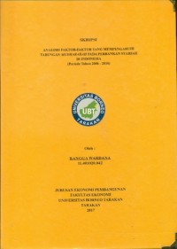 Analisis Faktor-Faktor Yang Mempengaruhi Tabungan Mudharabah Pada Perbankan Syariah Di Indonesia (Periode Tahun 2006 – 2016)