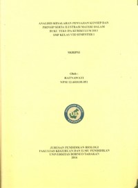 Analisis Kesalahan Penyajian Konsep Dan Prinsip Serta Ilustrasi Materi Dalam Buku Teks IPA Kurikulum 2013 SMP Kelas VIII Semester I