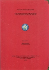 Analisis Pidana Mati Di Indonesia Dalam Perspektif Hukum Positif
