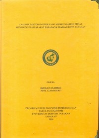 Analisis Faktor-Faktor Yang Mempengaruhi Minat Menabung Masyarakat Pada Bank Syariah Kota Tarakan
