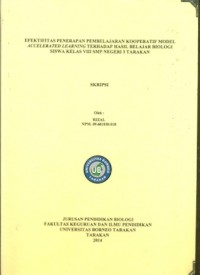 Efektivitas Penerapan Pembelajaran Kooperatif Model Accelerated Learning Terhadap Hasil Belajar Biologi Siswa Kelas VIII SMP Negeri 3 Tarakan