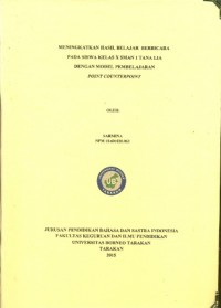 Meningkatkan Hasil Belajar Berbicara Pada Siswa Kelas X SMAN 1 Tana Lia Dengan Model Pembelajaran Point Counterpoint