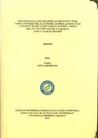 Meningkatkan Keterampilan Menyusun Teks Cerita Pendek Melalui Model Pembelajaran STAD (Student Teams Achievement Division) Siswa Kelas VII-4 SMP Negeri 9 Tarakan Tahun Ajaran 2014/2015