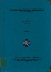 Kandungan Nitrogen (Amoniak, Nitrit Dan Nitrat) Pada Pendederan Udang Windu (Penaeus monodon farb) Di Kota Tarakan