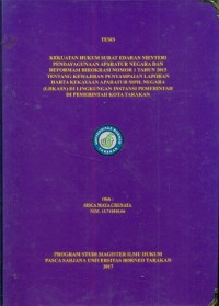 Kekuatan Hukum Surat Edaran Menteri Pendayagunaan Aparatur Negara Dan Reformasi Birokrasi Nomor 1 Tahun 2015 Tentang Kewajiban Penyampaian Laporan Harta Kekayaan Aparatur Sipil Negara (LHKASN) Di Lingkungan Instansi Pemerintah  Di Pemerintah Kota Tarakan