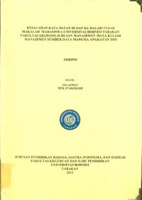 Kesalahan Kata Depan Di dan Ke Dalam Tugas Makalah Mahasiswa Universitas Borneo Tarakan Fakultas Ekonomi Jurusan Manajemen Mata Kuliah Manajemen Sumber Daya Manusia Angkatan 2010