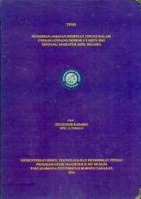 Pengisian Jabatan Pimpinan Tinggi Dalam Undang-Undang Nomor 5 Tahun 2014 Tentang Aparatur Sipil Negara