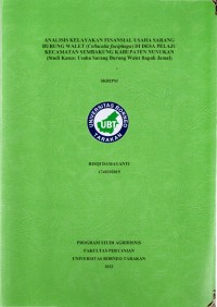 Analisis Kelayakan Finansial Usaha Sarang Burung Walet (Collacalia fuciphaga) Di Desa Pelaju Kecamatan Sembakung Kabupaten Nunukan  (Studi Kasus: Usaha Sarang Burung Walet Bapak Jamal)