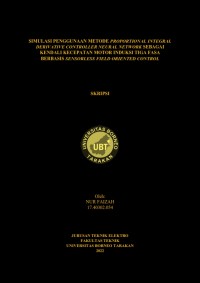 Simulasi Penggunaan Metode Proportional Integral Derivative Controller Neural Network Sebagai Kendali Kecepatan Motor Induksi 3 Fasa Berbasis Sensorless Field Oriented Control