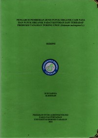 Pengaruh Pemberian Jenis Pupuk Organik Cair Nasa Dan Pupuk Organik Padat Kotoran Sapi Terhadap Produksi Tanaman Terong Ungu (Solanum melongena l.)
