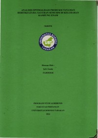 Analisis Optimalisasi Produksi Tanaman Hortikultura Sayuran Semusim Di Kelurahan Kampung Enam