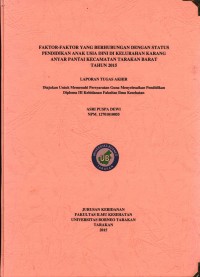 Faktor-Faktor Yang Berhubungan Dengan Status Pendidikan Anak Usia Dini Di Kelurahan Karang Anyar Pantai Kecamatan Tarakan Barat Tahun 2015