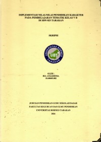 Implementasi Nilai-Nilai Pendidikan Karakter Pada Pembelajaran Tematik Kelas V B Di SDN 023 Tarakan