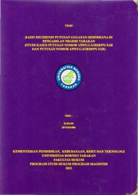 Rasio Decidendi Putusan Gugatan Sederhana Di Pengadilan Negeri Tarakan (Studi Kasus Putusan Nomor 1/PDT.G.S/2020/PN.TAR Dan Putusan Nomor 4/PDT.G.S/2020/PN.TAR)